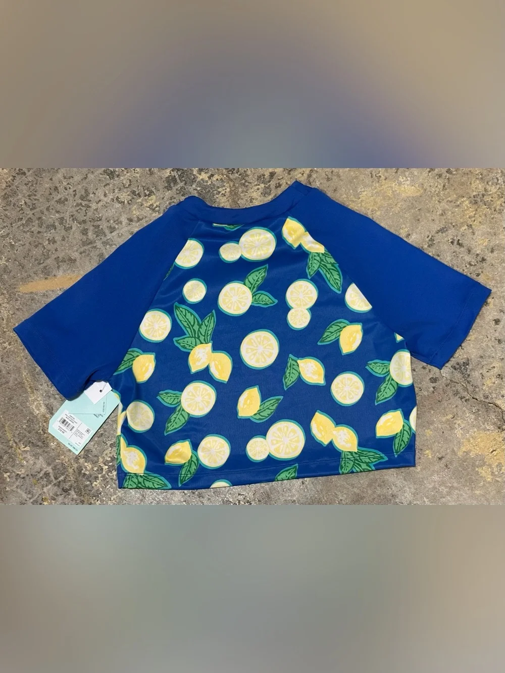 DSG GIRLS/XL GIRLS CROP RASH GUARD BLUE LEMONS